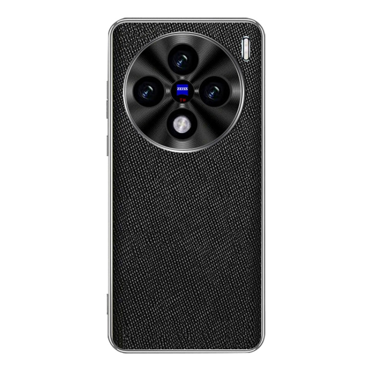 For vivo X100s Pro Silver Edge Cross Texture PU Leather Phone Case