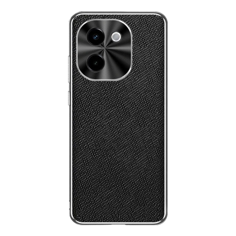 For vivo Y200 Silver Edge Cross Texture PU Leather Phone Case