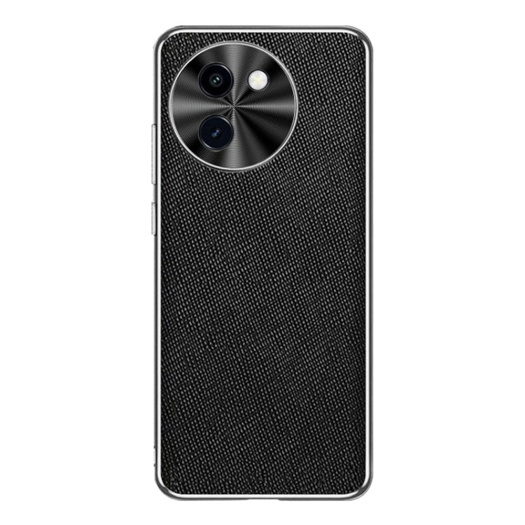 For vivo Y200i Silver Edge Cross Texture PU Leather Phone Case