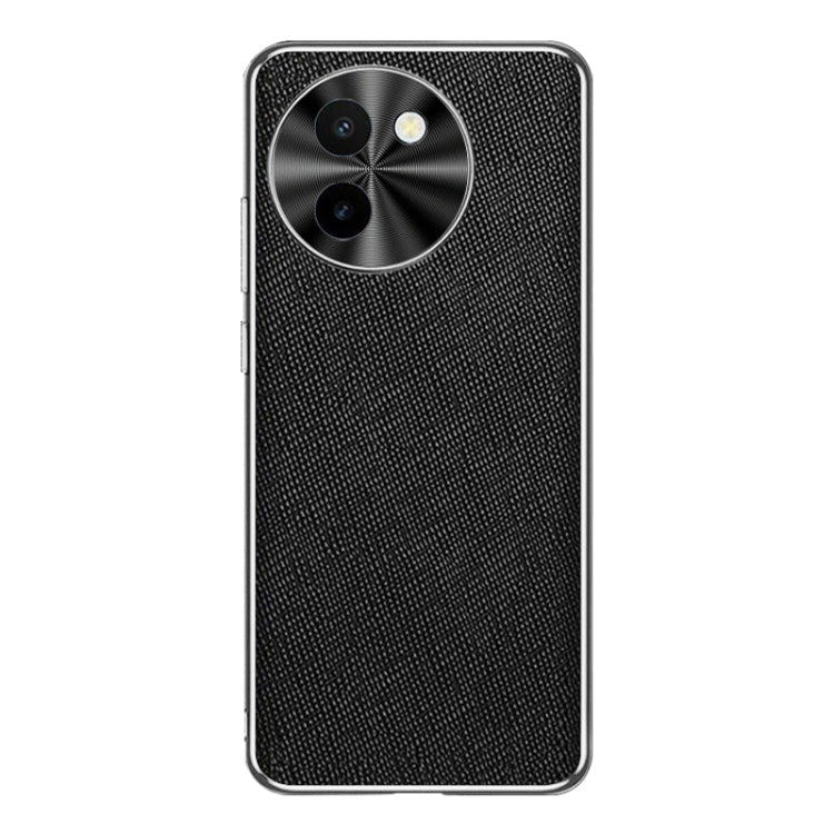 For vivo Y200t Silver Edge Cross Texture PU Leather Phone Case