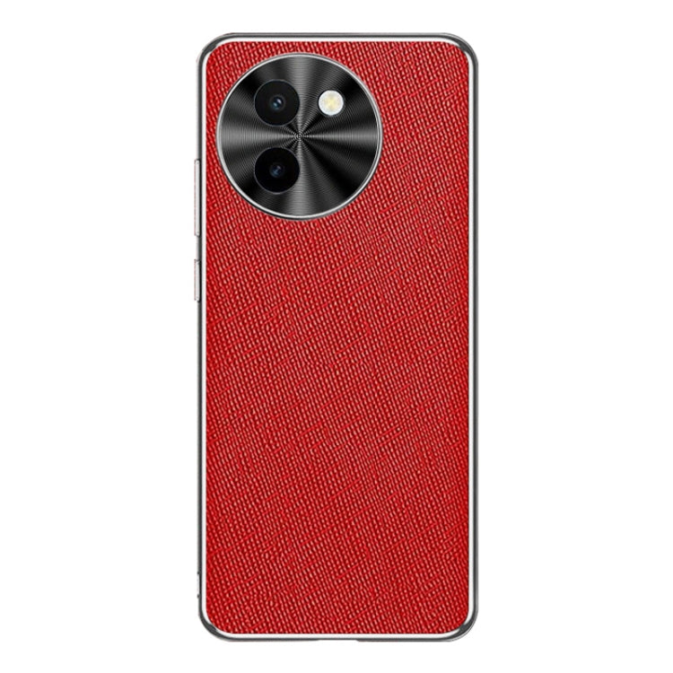 For vivo Y200t Silver Edge Cross Texture PU Leather Phone Case