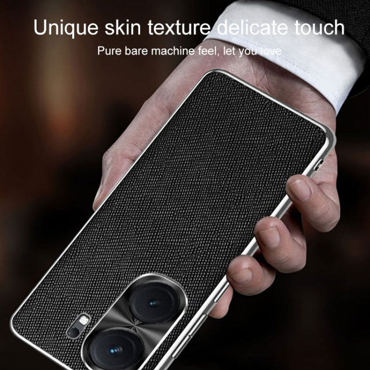 For vivo iQOO Neo8 Silver Edge Cross Texture PU Leather Phone Case
