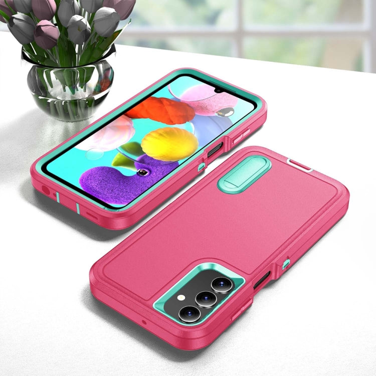 For Samsung Galaxy A15 Rugged PC Hybrid Silicone Phone Case with Holder