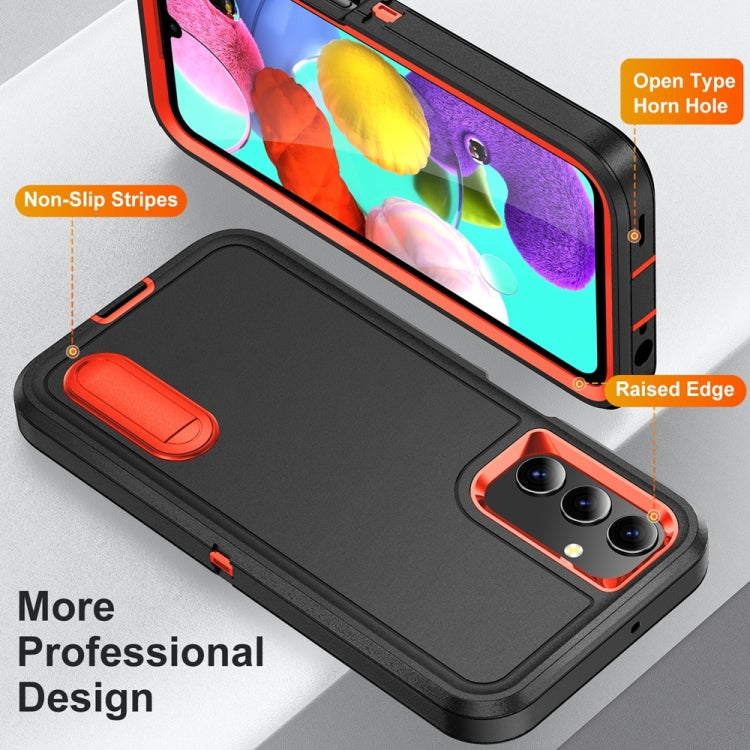 For Samsung Galaxy A15 Rugged PC Hybrid Silicone Phone Case with Holder