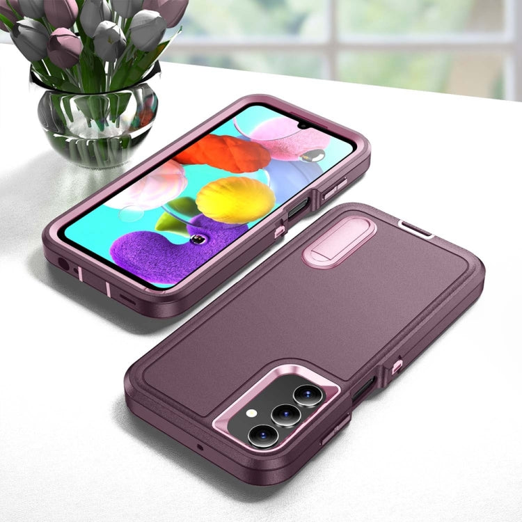 For Samsung Galaxy A15 Rugged PC Hybrid Silicone Phone Case with Holder
