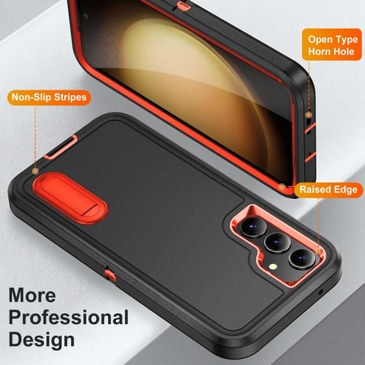 For Samsung Galaxy S23 FE 5G Rugged PC Hybrid Silicone Phone Case with Holder