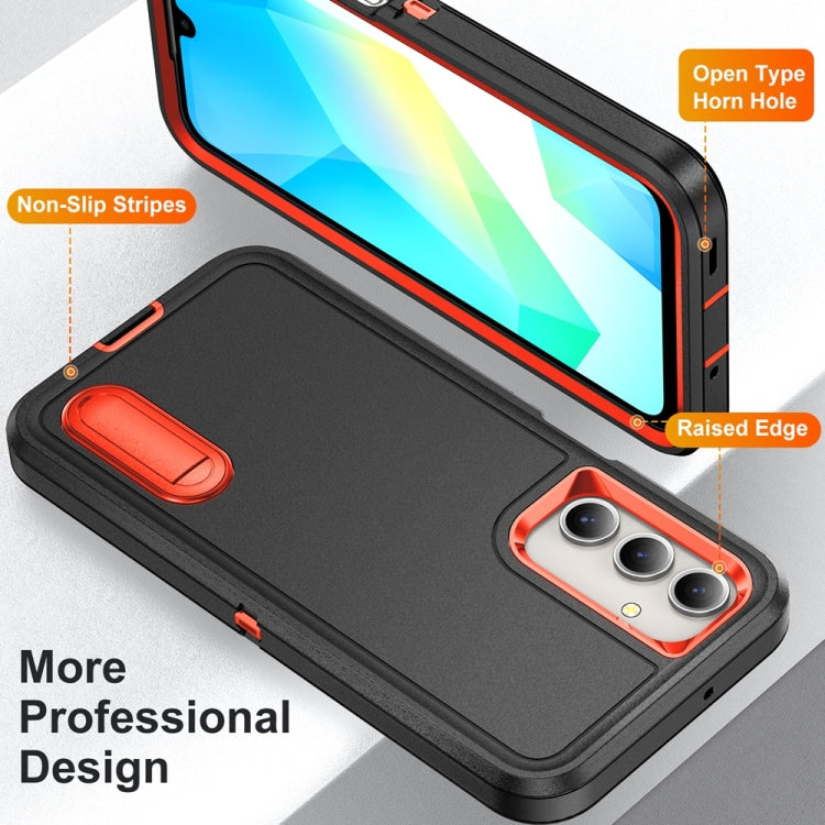 For Samsung Galaxy A16 4G Rugged PC Hybrid Silicone Phone Case with Holder