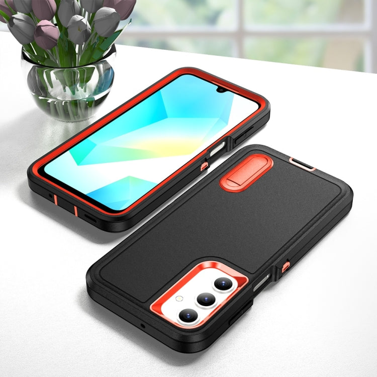 For Samsung Galaxy A16 4G Rugged PC Hybrid Silicone Phone Case with Holder