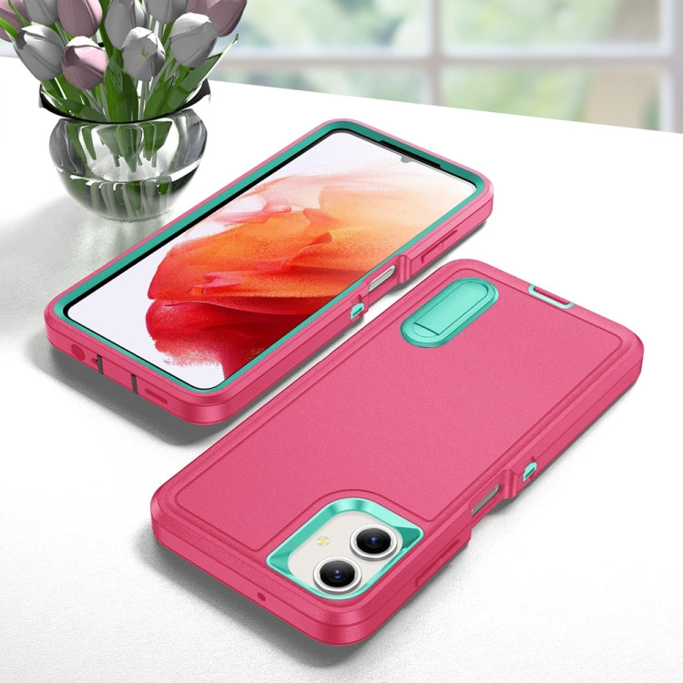 For Samsung Galaxy A06 4G Rugged PC Hybrid Silicone Phone Case with Holder
