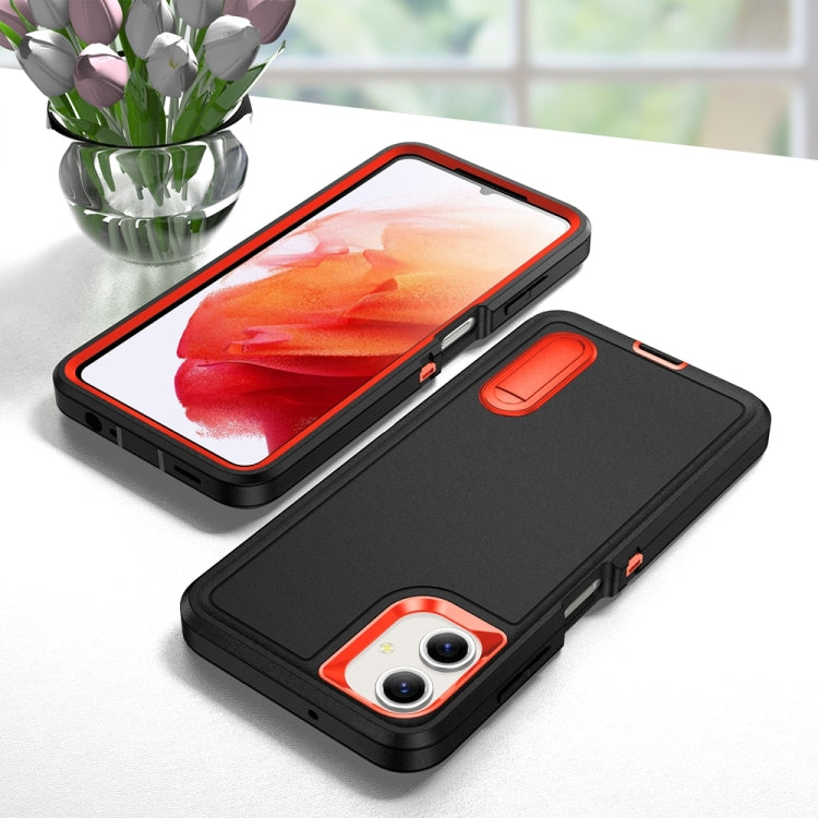 For Samsung Galaxy A06 4G Rugged PC Hybrid Silicone Phone Case with Holder