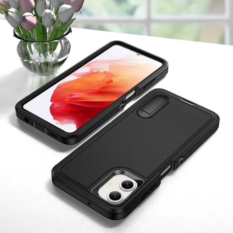 For Samsung Galaxy A06 4G Rugged PC Hybrid Silicone Phone Case with Holder