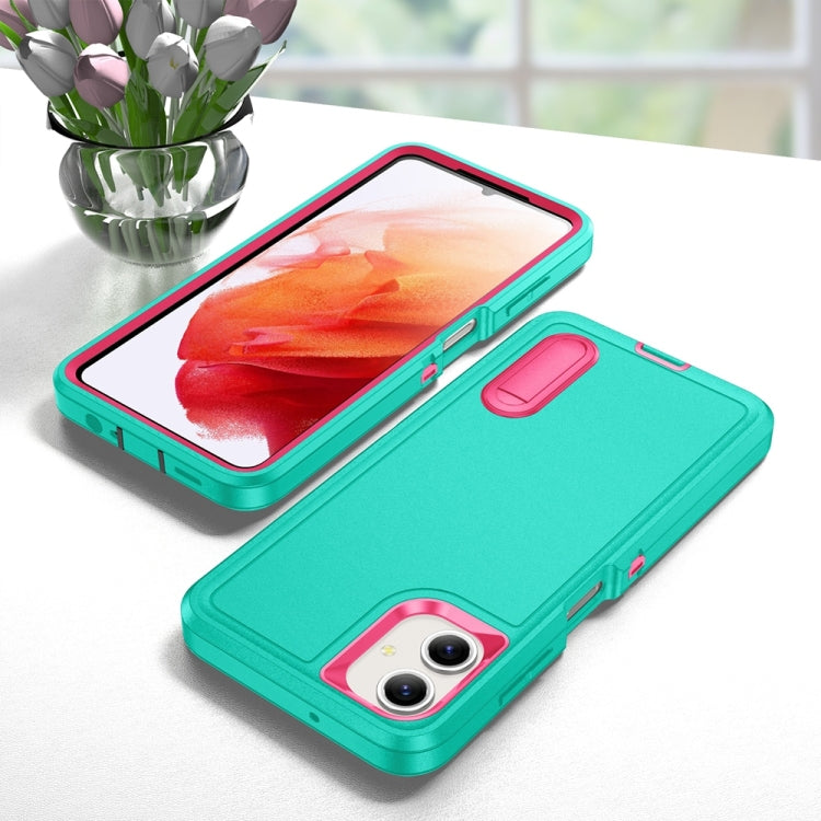 For Samsung Galaxy A06 4G Rugged PC Hybrid Silicone Phone Case with Holder