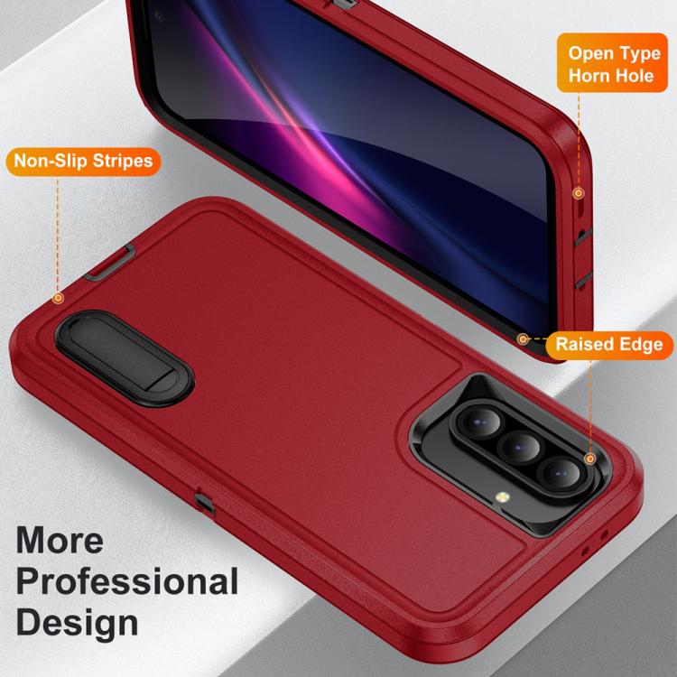 For Samsung Galaxy A36 5G Rugged PC Hybrid Silicone Phone Case with Holder