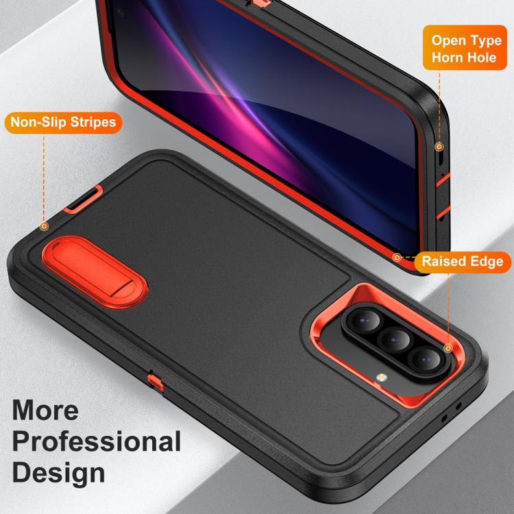 For Samsung Galaxy A56 5G Rugged PC Hybrid Silicone Phone Case with Holder