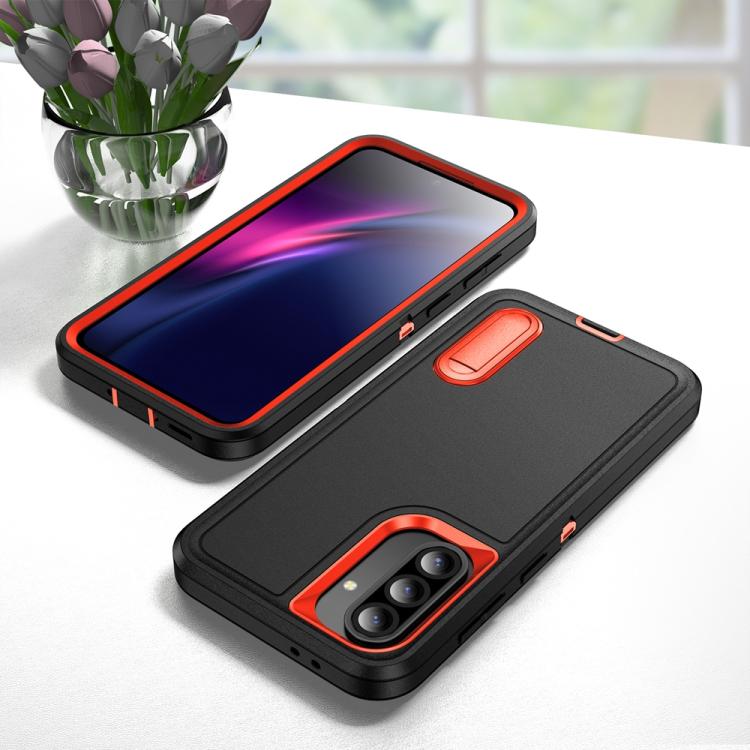 For Samsung Galaxy A56 5G Rugged PC Hybrid Silicone Phone Case with Holder