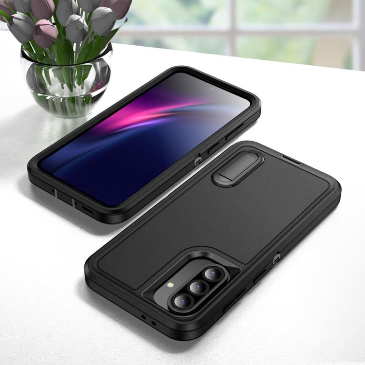 For Samsung Galaxy A56 5G Rugged PC Hybrid Silicone Phone Case with Holder