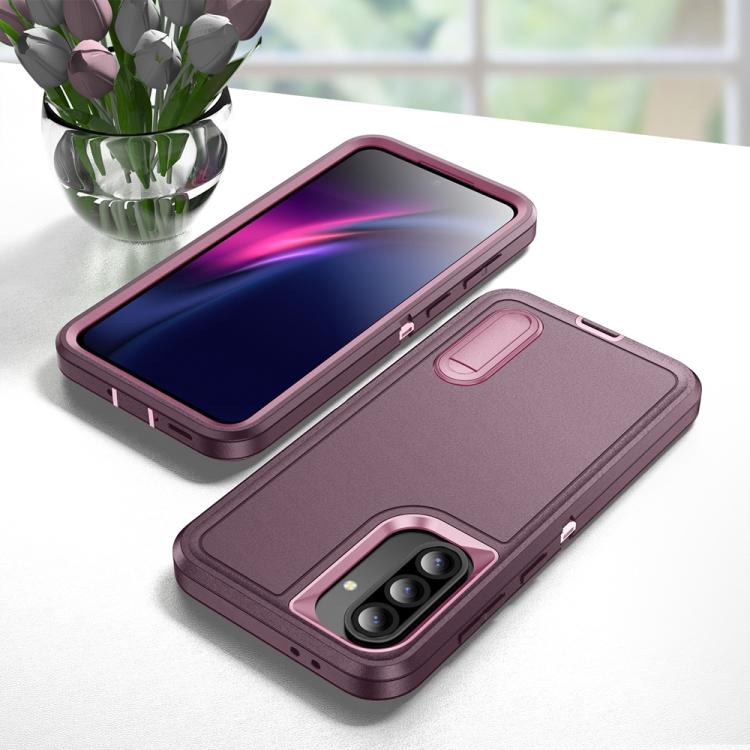 For Samsung Galaxy A56 5G Rugged PC Hybrid Silicone Phone Case with Holder