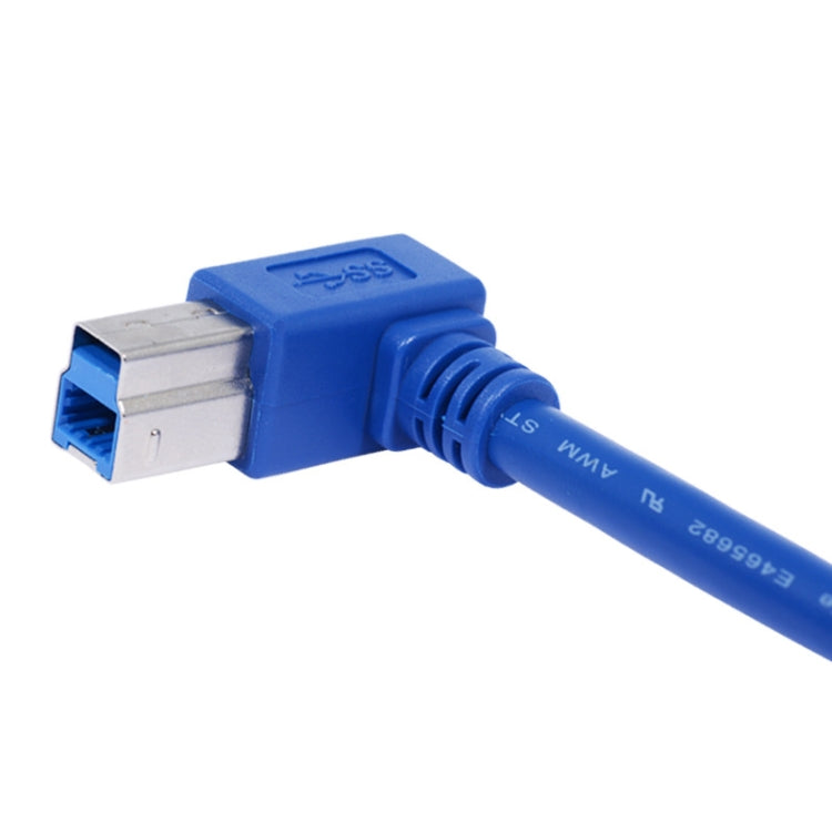 USB 3.0 A Male to B Male 90 Degree Connector Cable for Printer / Hard Disk, Length: 1m - Blue
