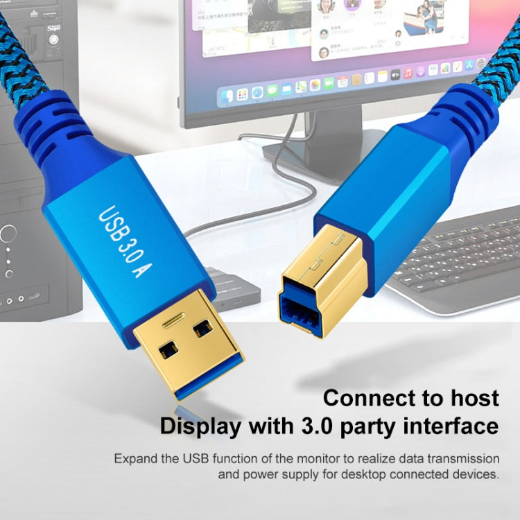 Printer / Hard Disk USB 3.0 A Male to B Male Connector Cable, Length:0.3m - Blue