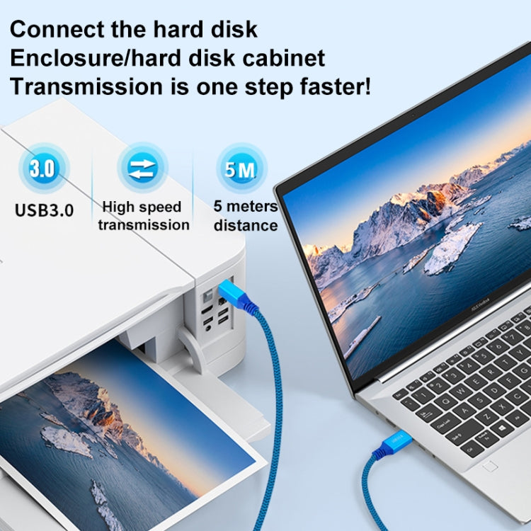 Printer / Hard Disk USB 3.0 A Male to B Male Connector Cable, Length:0.3m - Blue