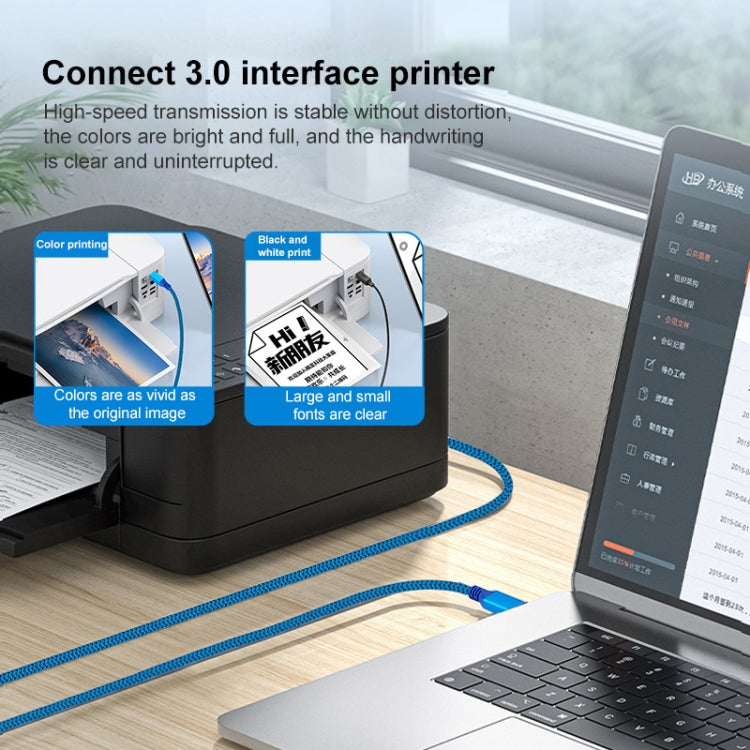 Printer / Hard Disk USB 3.0 A Male to B Male Connector Cable, Length:1m - Blue