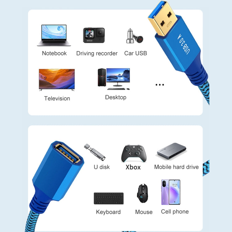 Printer / Hard Disk USB 3.0 Male to Female Extension Cable, Length:0.3m - Blue