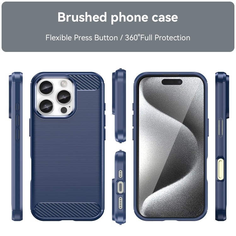 For iPhone 16 Pro Brushed Texture Carbon Fiber TPU Phone Case