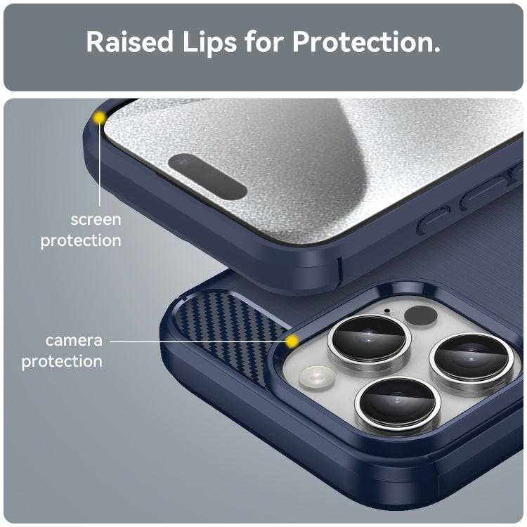 For iPhone 16 Pro Brushed Texture Carbon Fiber TPU Phone Case