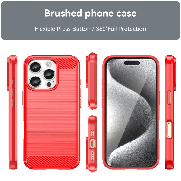 For iPhone 16 Pro Brushed Texture Carbon Fiber TPU Phone Case