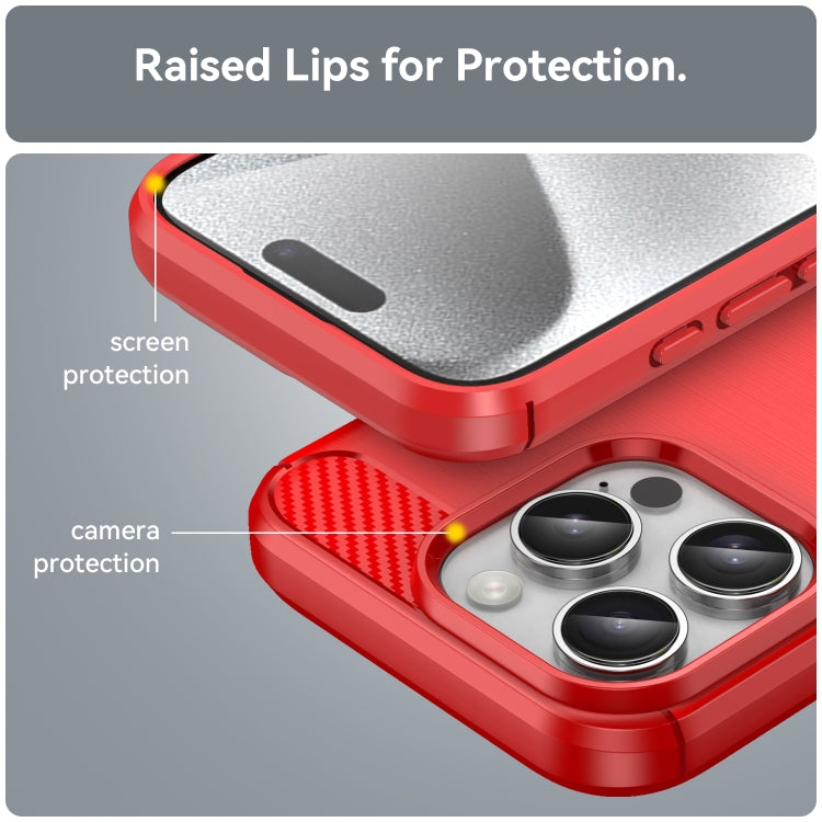 For iPhone 16 Pro Brushed Texture Carbon Fiber TPU Phone Case