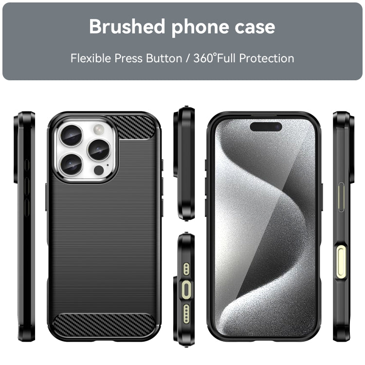 For iPhone 16 Pro Brushed Texture Carbon Fiber TPU Phone Case