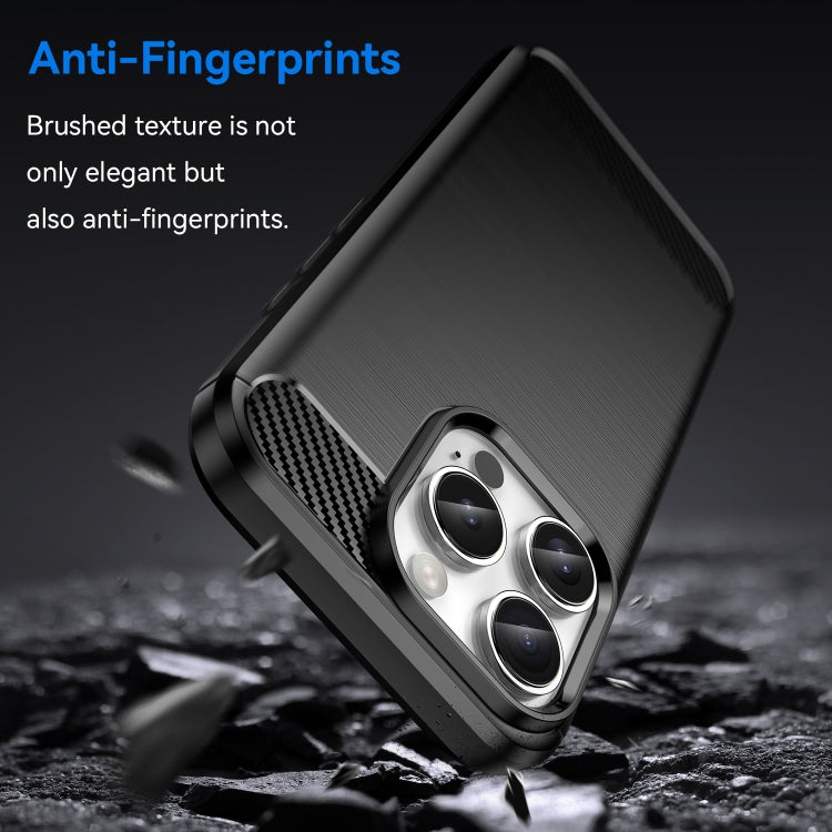 For iPhone 16 Pro Brushed Texture Carbon Fiber TPU Phone Case