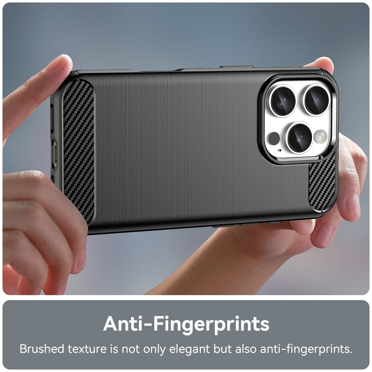 For iPhone 16 Pro Brushed Texture Carbon Fiber TPU Phone Case