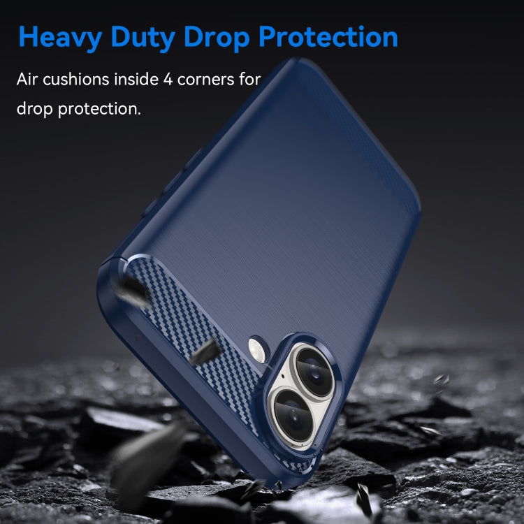 For iPhone 16 Plus Brushed Texture Carbon Fiber TPU Phone Case