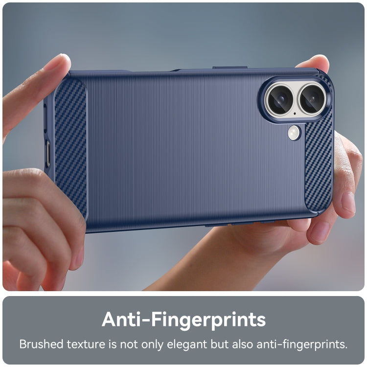 For iPhone 16 Plus Brushed Texture Carbon Fiber TPU Phone Case