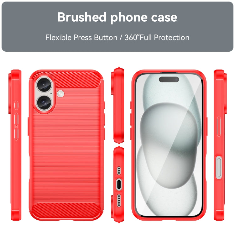 For iPhone 16 Plus Brushed Texture Carbon Fiber TPU Phone Case