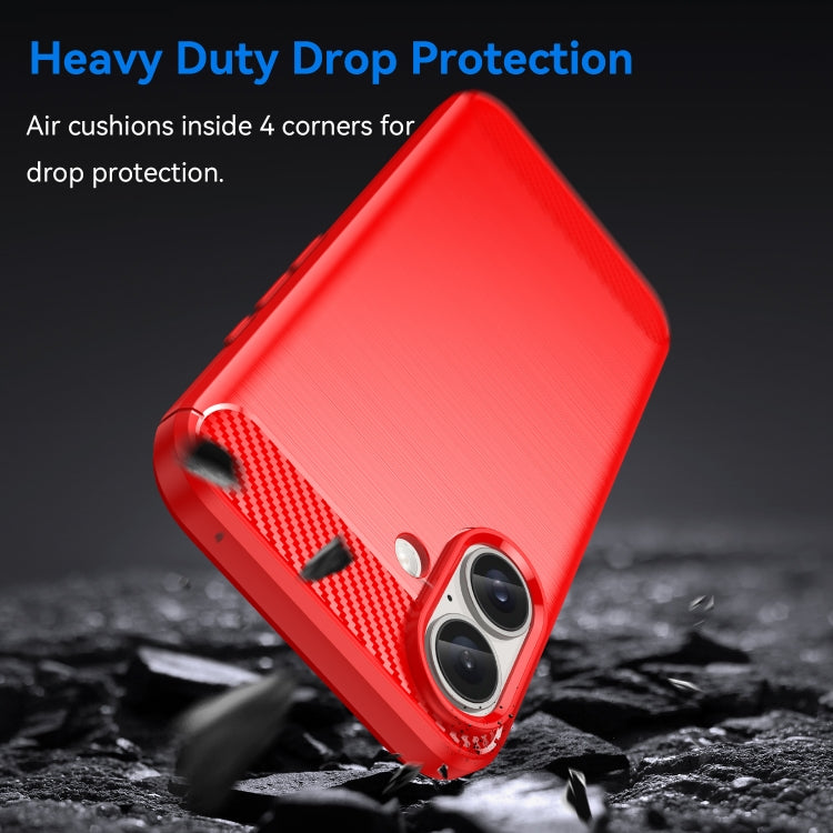 For iPhone 16 Plus Brushed Texture Carbon Fiber TPU Phone Case