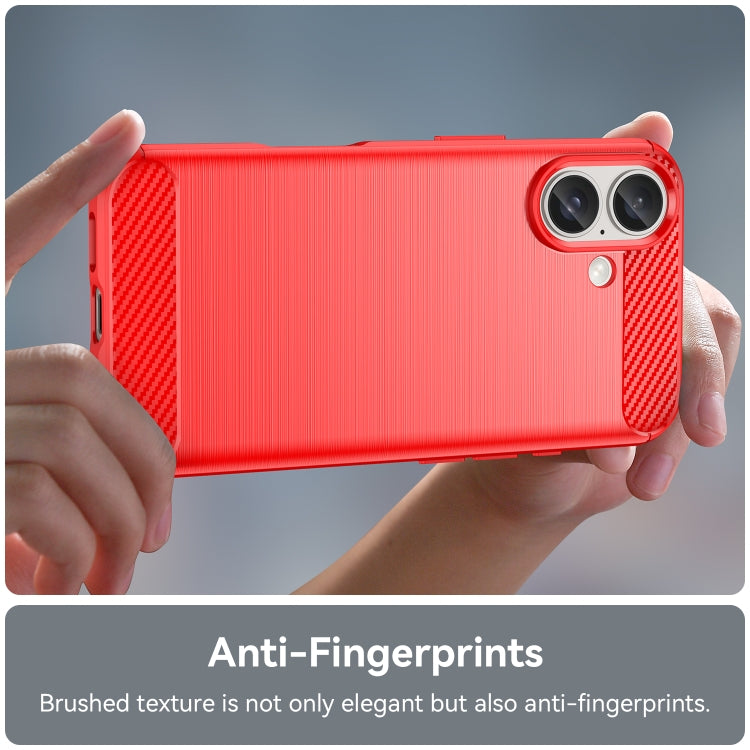For iPhone 16 Plus Brushed Texture Carbon Fiber TPU Phone Case