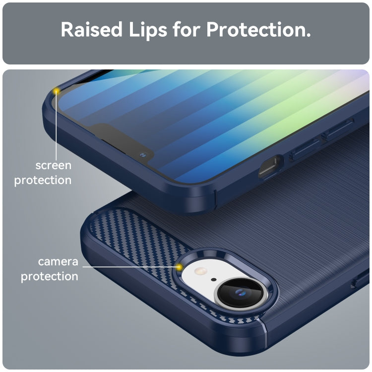 For iPhone 17e / 16e Brushed Texture Carbon Fiber TPU Phone Case