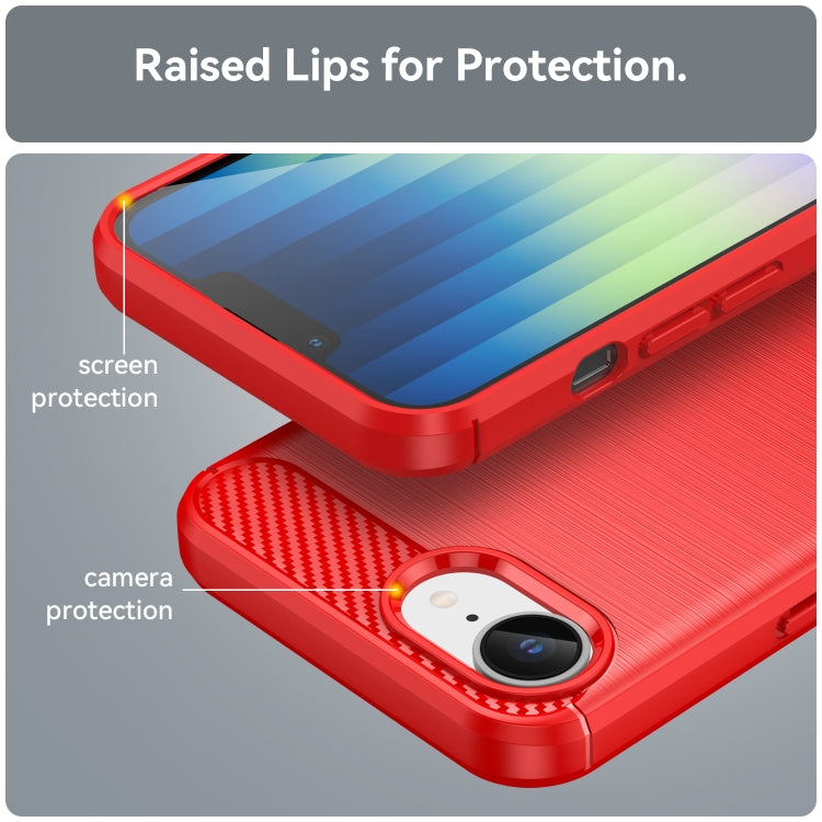 For iPhone 17e / 16e Brushed Texture Carbon Fiber TPU Phone Case