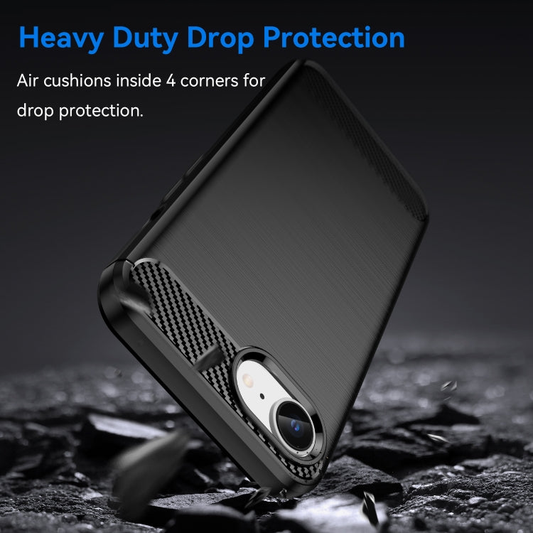For iPhone 17e / 16e Brushed Texture Carbon Fiber TPU Phone Case