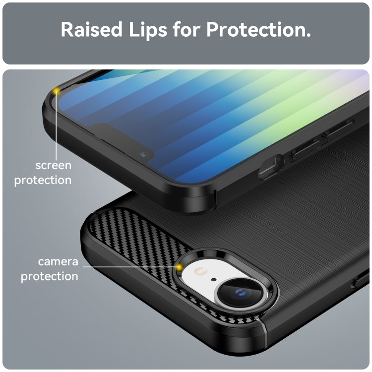 For iPhone 17e / 16e Brushed Texture Carbon Fiber TPU Phone Case