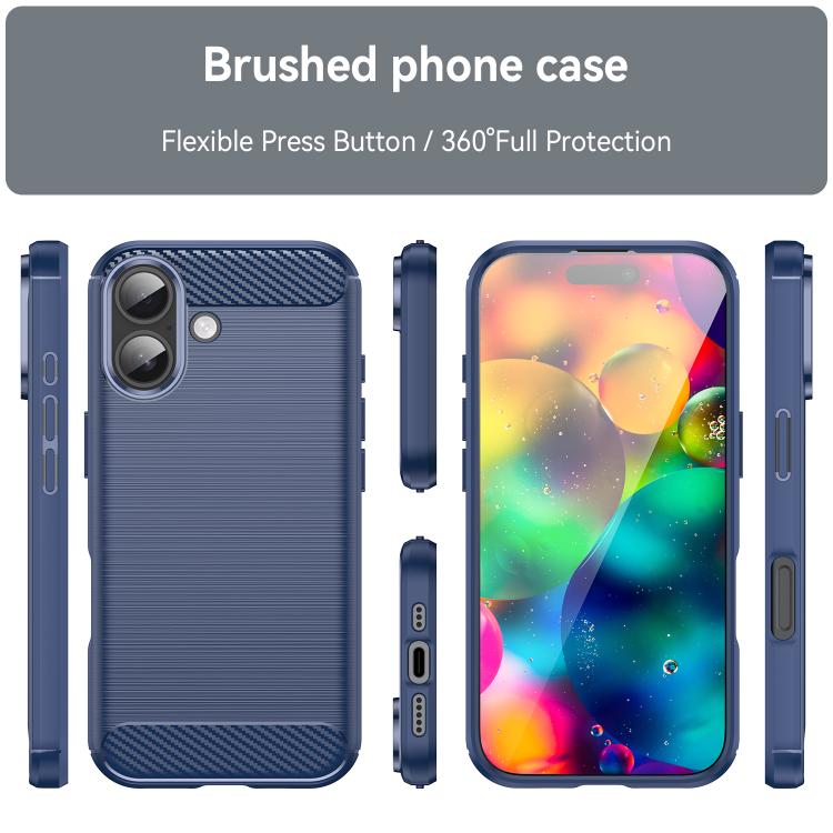 For iPhone 17 Brushed Texture Carbon Fiber TPU Phone Case