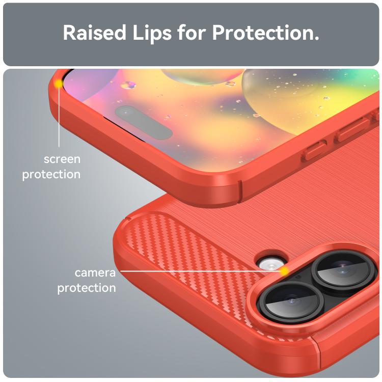 For iPhone 17 Brushed Texture Carbon Fiber TPU Phone Case