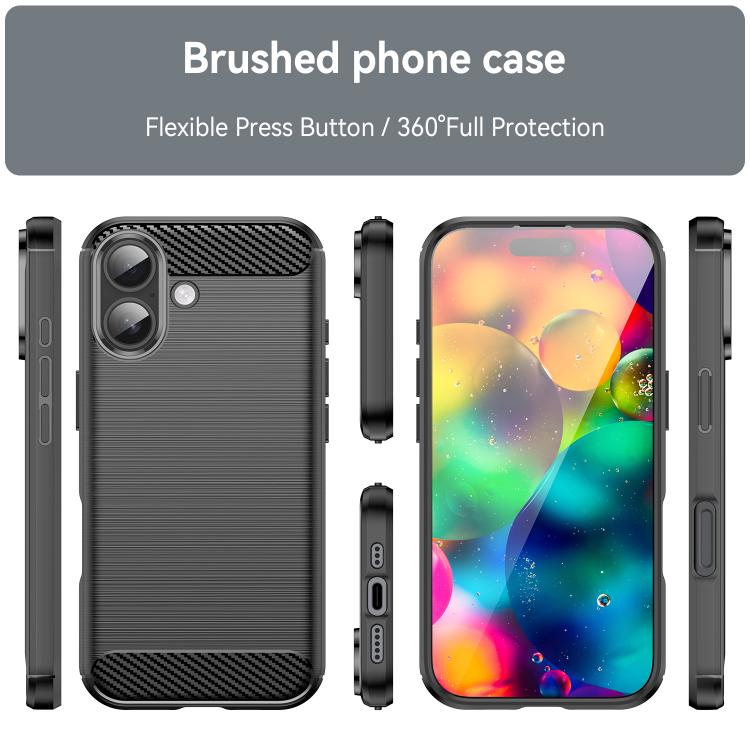 For iPhone 17 Brushed Texture Carbon Fiber TPU Phone Case