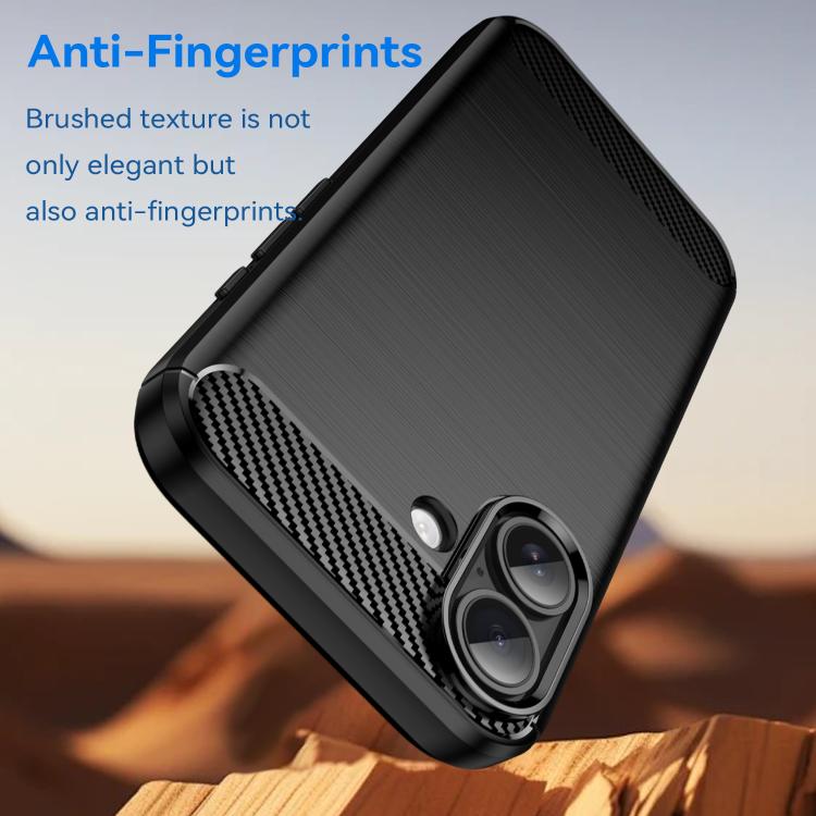 For iPhone 17 Brushed Texture Carbon Fiber TPU Phone Case