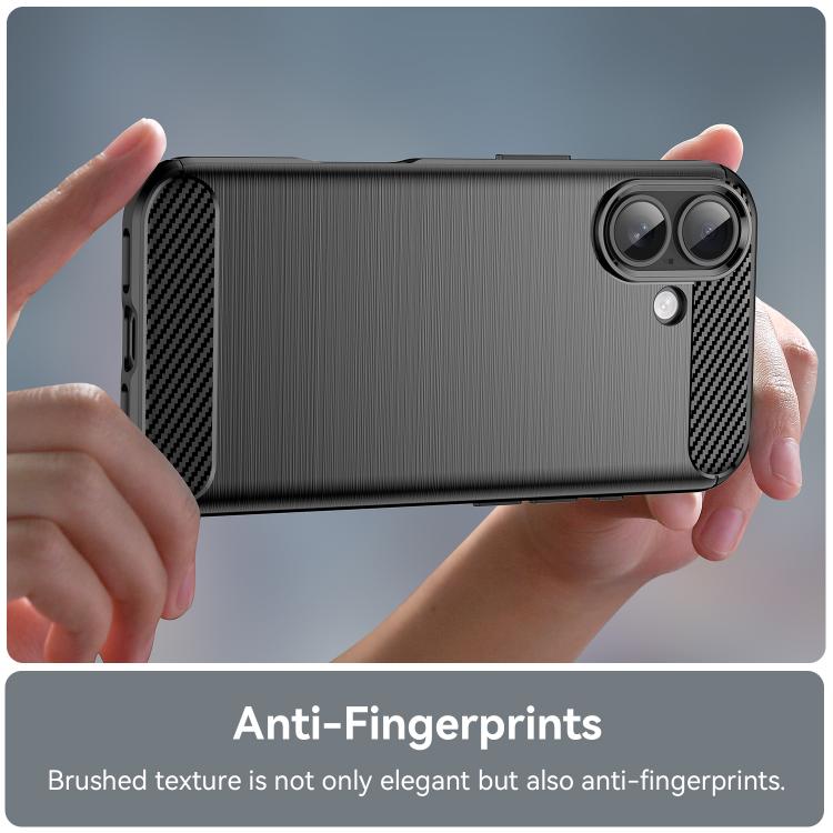 For iPhone 17 Brushed Texture Carbon Fiber TPU Phone Case