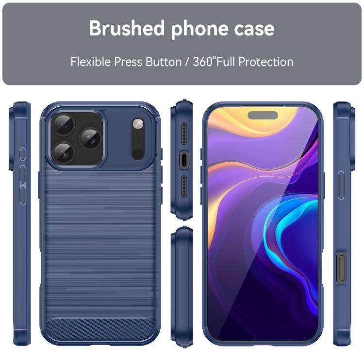 For iPhone 17 Pro Max Brushed Texture Carbon Fiber TPU Phone Case