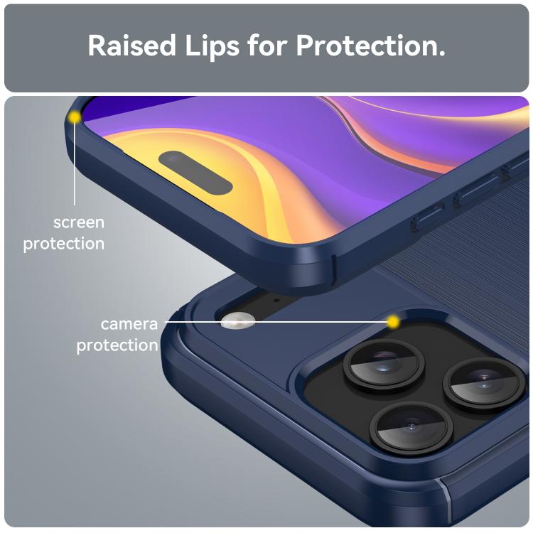 For iPhone 17 Pro Max Brushed Texture Carbon Fiber TPU Phone Case