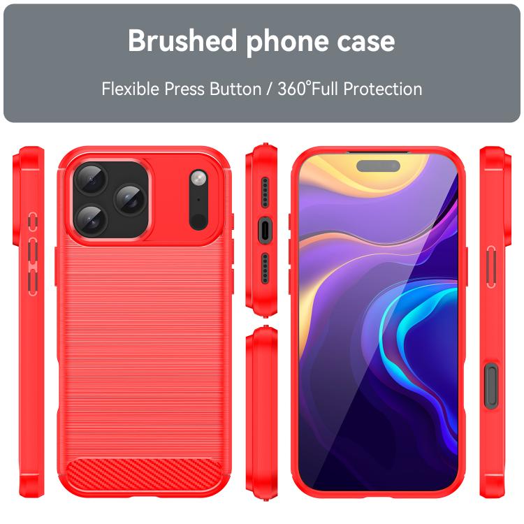 For iPhone 17 Pro Max Brushed Texture Carbon Fiber TPU Phone Case